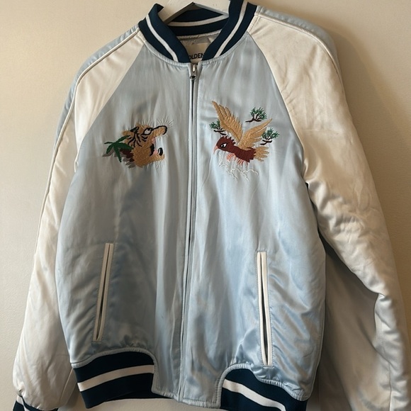 Aritzia TNA Golden Satin Embroidered Tiger Insulated Bomber Jacket - Picture 5 of 12